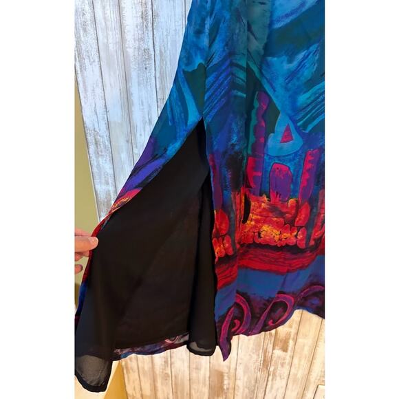 Chico's Blue Abstract Print Maxi Skirt - Size 2 (12) - Picture 8 of 9